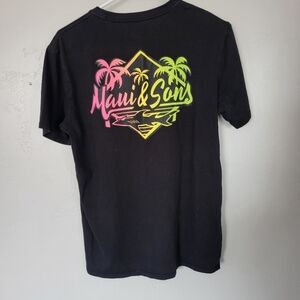 Maui and Sons Men's Medium Black Short Sleeve T-shirt Colorful Graphic Tee